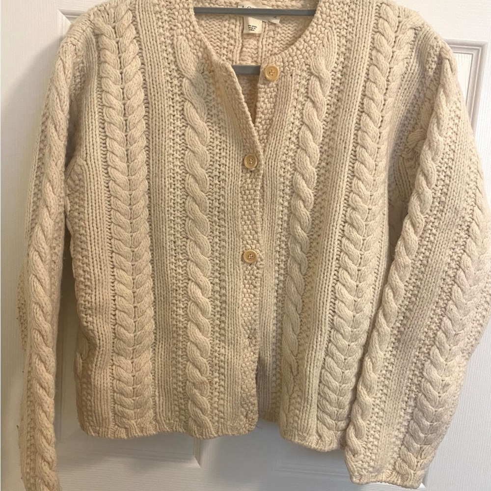 JCREW 100% Wool Cropped Cable Cardigan Size M